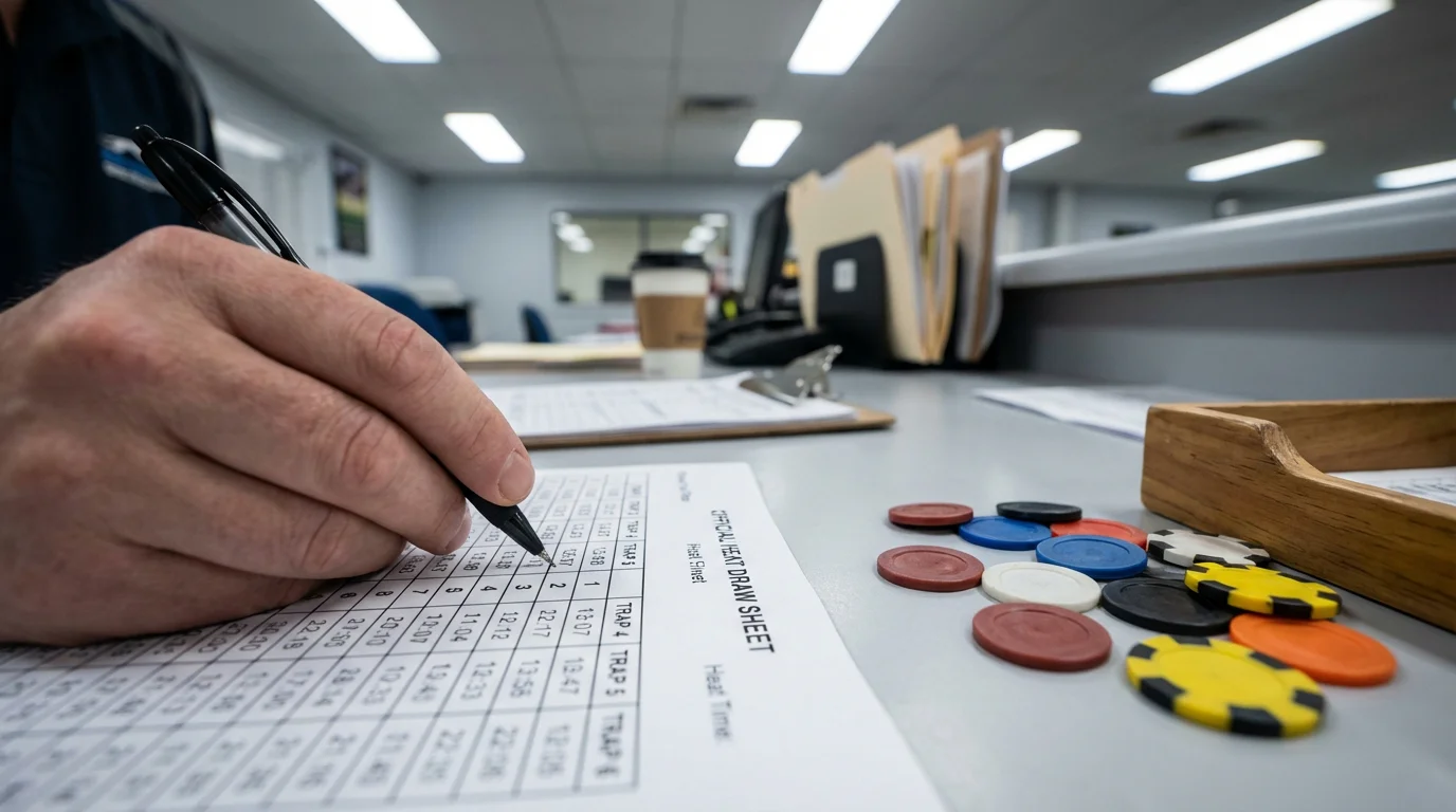 GBGB rules for greyhound trap draw allocation with starting traps on a sand track