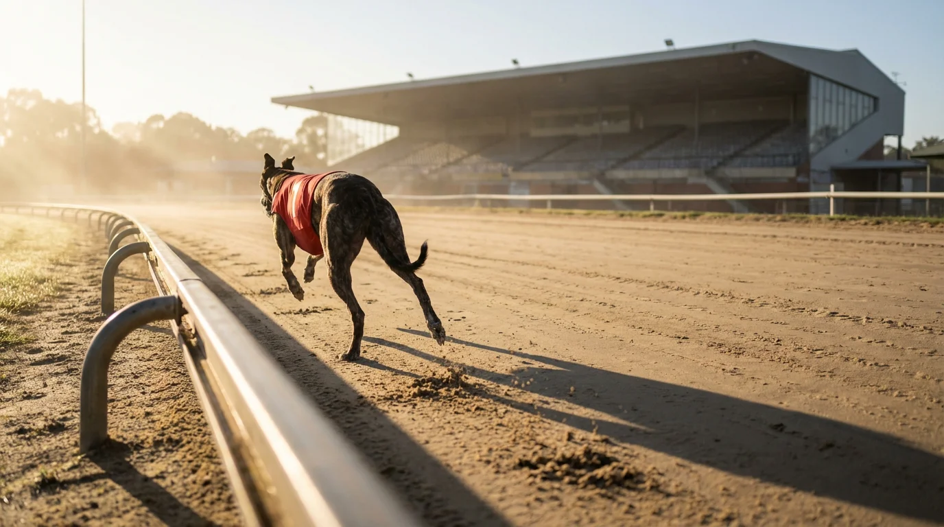 Greyhound trialling at Towcester sand track before the Derby draw