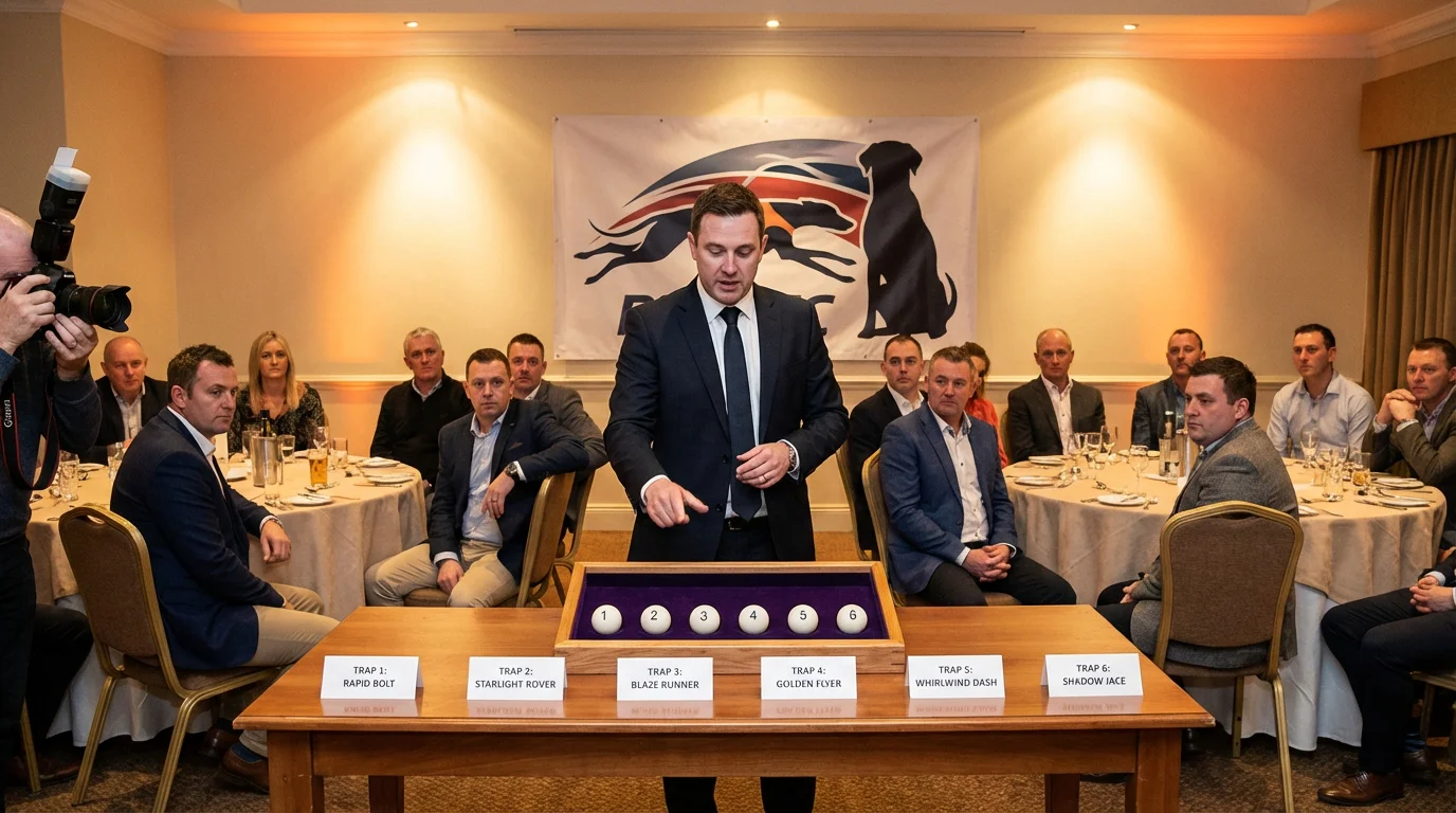Greyhound Derby final draw ceremony with six traps assigned to finalists